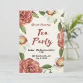 Invitation à la fête du thé aux fleurs rouges, ver (Debout devant)
