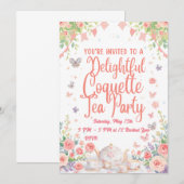 Invitation à la fête du thé Coquette (Devant / Derrière)