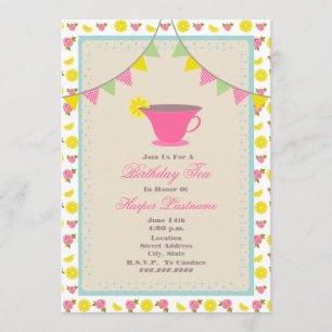 Invitation à la fête du thé d'anniversaire