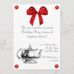 Invitation à la fête du thé d'anniversaire