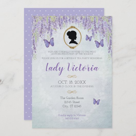 Invitation à la fête du thé d'anniversaire de Brid (Devant / Derrière)