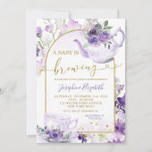 Invitation à la fête du thé de Baby shower de fleu (Devant)