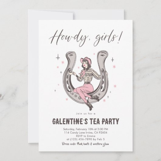 Invitation à la fête du thé de Galentine (Devant)