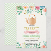 Invitation à la fête du thé de la fête des mères (Devant / Derrière)