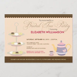 Invitation à la fête du thé de la mariée (pêche)