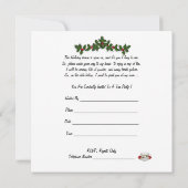 Invitation à la fête du thé de Noël. (Dos)