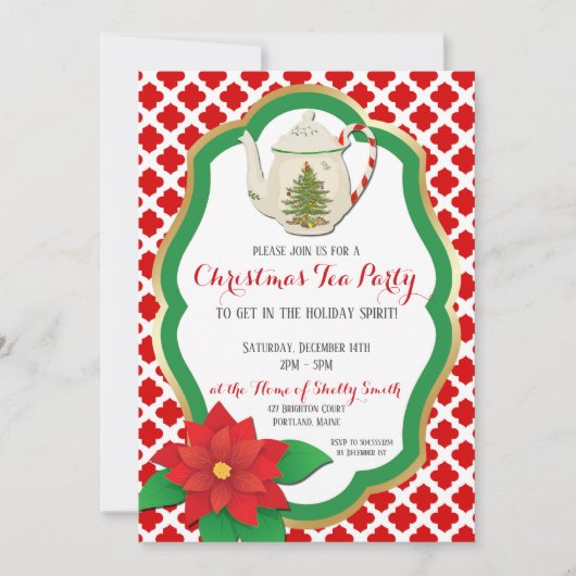 Invitation à la fête du thé de Noël, thé de Noël (Devant)