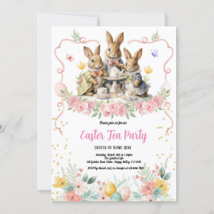 Invitation à la fête du thé de Pâques. Joli Bunny