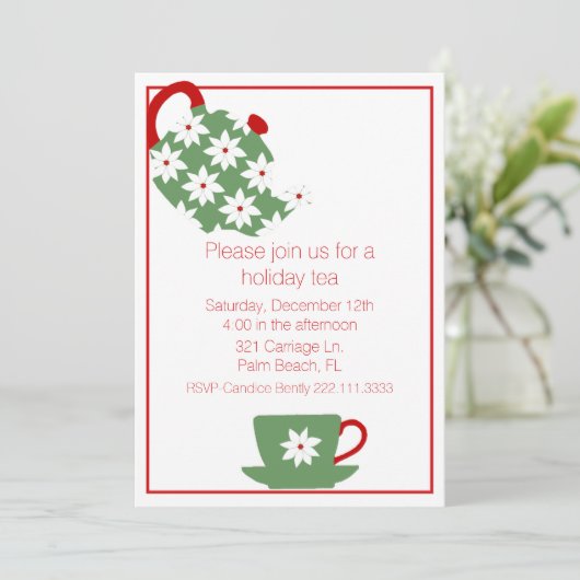 Invitation à la fête du thé de vacances (Debout devant)