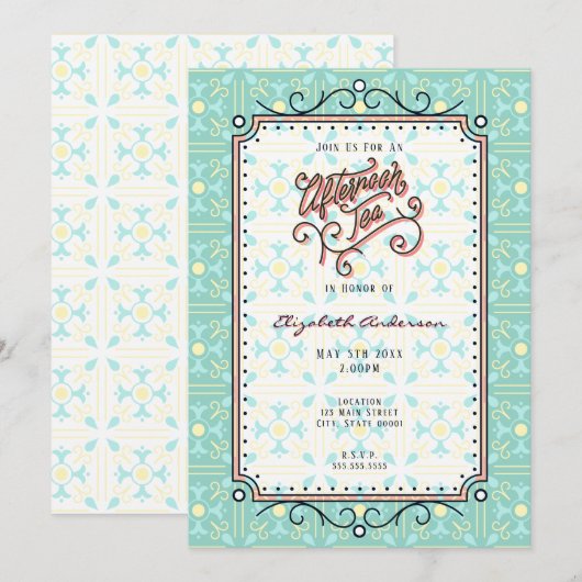 Invitation à la fête du thé fantaisiste de l'après (Devant / Derrière)
