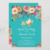Invitation à la fête du thé Fête de l'mariée Flora (Devant / Derrière)