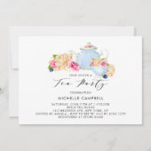 Invitation à la fête du thé florale à l'aquarelle (Devant)