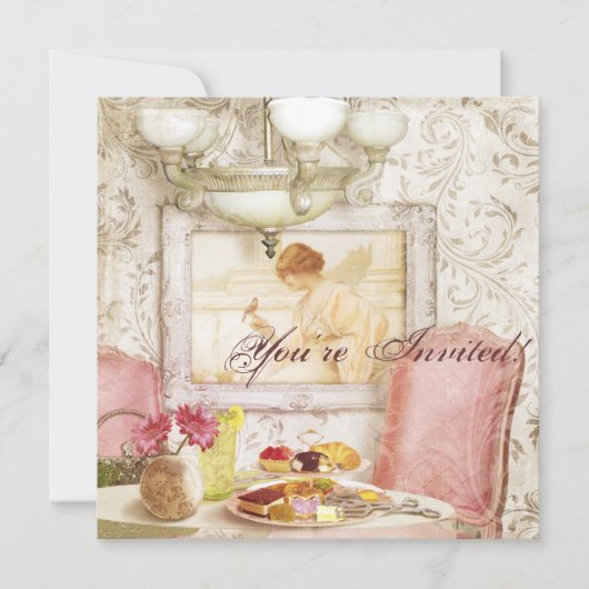 Invitation à la fête du thé. Shabby Chic, Victorie (Devant)
