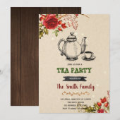 invitation à la fête du thé vintage Noël (Devant / Derrière)