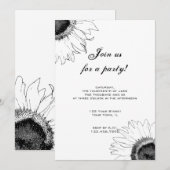 Invitation à la fête du tournesol noir et blanc (Devant / Derrière)