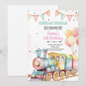 Invitation à la fête du train pour fille (Devant / Derrière)