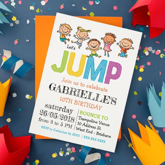 Invitation à la fête du Trampoline anniversaire