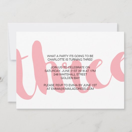 Invitation à la fête du troisième anniversaire de  (Devant)