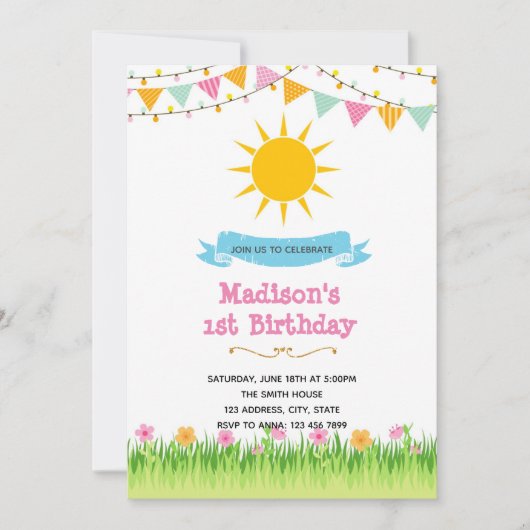 Invitation à la fête ensoleillée d'été (Devant)