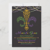 Invitation à la Fête Fleur de Lis du Mardi Gras su (Devant)