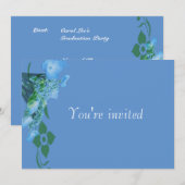 invitation à la fête fleurs d'hydrangée bleue (Devant / Derrière)