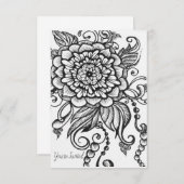 Invitation à la fête florale en noir et blanc (Devant / Derrière)