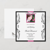 Invitation à la fête florale rose et noire (Devant / Derrière)