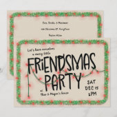 Invitation à la fête Friendsmas | Guirlande lumine (Devant / Derrière)