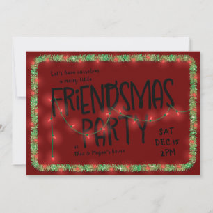Invitation à la fête Friendsmas Lumières et guir
