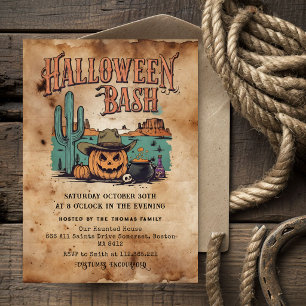 Invitation à la fête Halloween Vintage Western