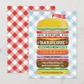 Invitation à la fête Hamburger empilé (Devant / Derrière)