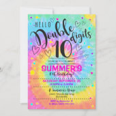 Invitation à la fête Hello Double Digits Tie Dye 1 (Devant)