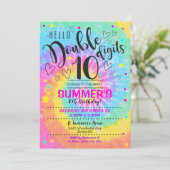 Invitation à la fête Hello Double Digits Tie Dye 1 (Debout devant)