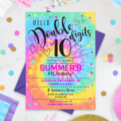Invitation à la fête Hello Double Digits Tie Dye 1