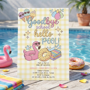 Invitation à la fête jaune Hello Pool Party Caro
