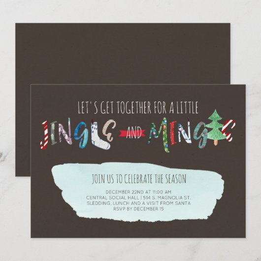 Invitation à la fête Jingle & Mingle (Devant / Derrière)