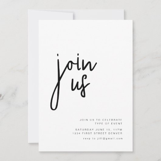 Invitation à la fête 'Join Us' pour toutes occasio (Devant)