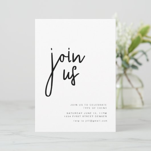 Invitation à la fête 'Join Us' pour toutes occasio (Debout devant)