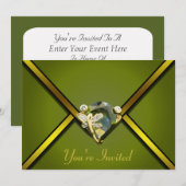 Invitation à la fête juive du papillon Emerald (Devant / Derrière)