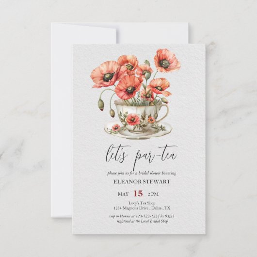 Invitation à la fête « Let's Par-Tea » (Devant)