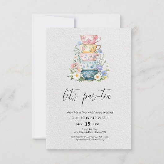 Invitation à la fête « Let's Par-Tea » (Devant)