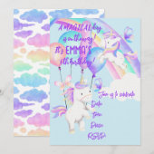 Invitation à la fête Licorne (Devant / Derrière)