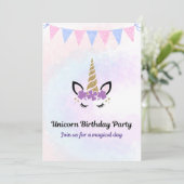 Invitation à la fête Licorne (Debout devant)