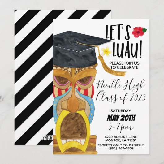 Invitation à la fête Luau (Devant / Derrière)
