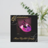 Invitation à la fête Masquerade Mask Pink Quincean (Debout devant)