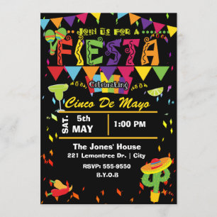 Invitation à la fête mexicaine Cinco De Mayo
