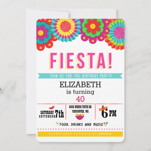 Invitation à la fête mexicaine Fiesta (Devant)