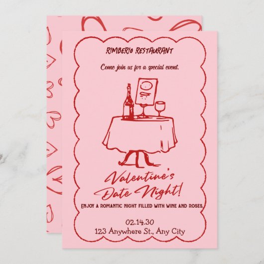 invitation à la fête moderne valentine (Devant / Derrière)