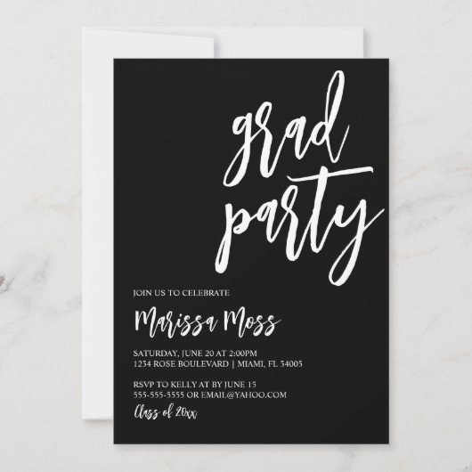 Invitation à la fête noire et pendant la période d (Devant)