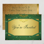Invitation à la fête Or et Vert (Devant / Derrière)